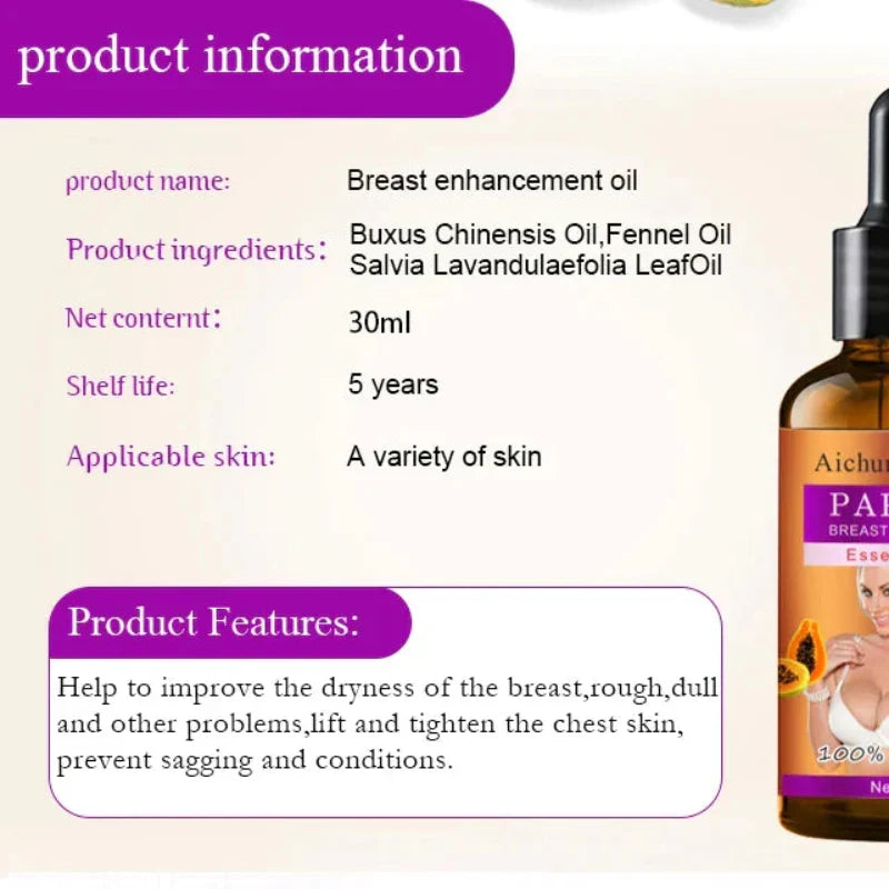 AICHUN BEAUTY Pack of 2 Papaya Breast Enlargement Essential Oil and Cream